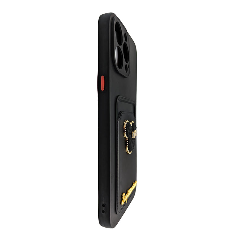 Sagittarius Minnie Mouse iPhone 13 Pro Max Telefono Dėkliukas Su Kišenėle Kortelėms - Juodas